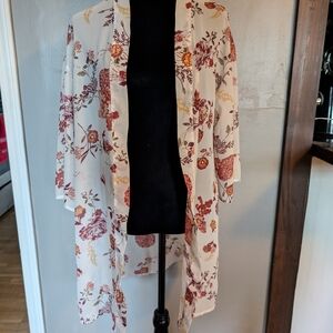 Wallflower Floral Kimono Jacket - Cream and Red